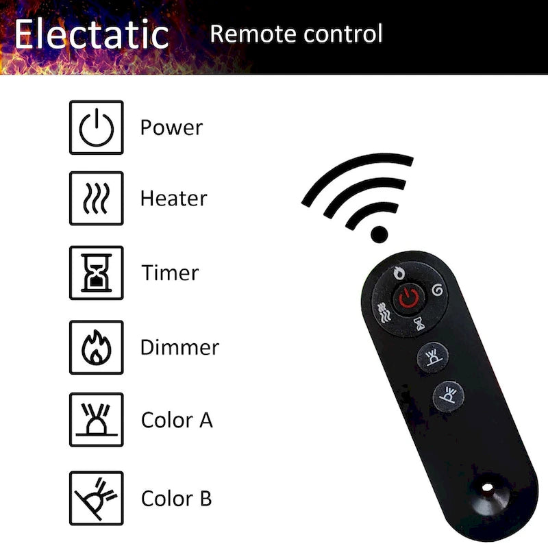Mueble de TV de madera veteada marrón con chimenea eléctrica opcional, sala de estar para 1 o 2 personas
