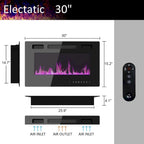 Mueble de TV de madera veteada marrón con chimenea eléctrica opcional, sala de estar para 1 o 2 personas