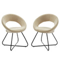 Silla de comedor tapizada, patas de horquilla, juego de 2