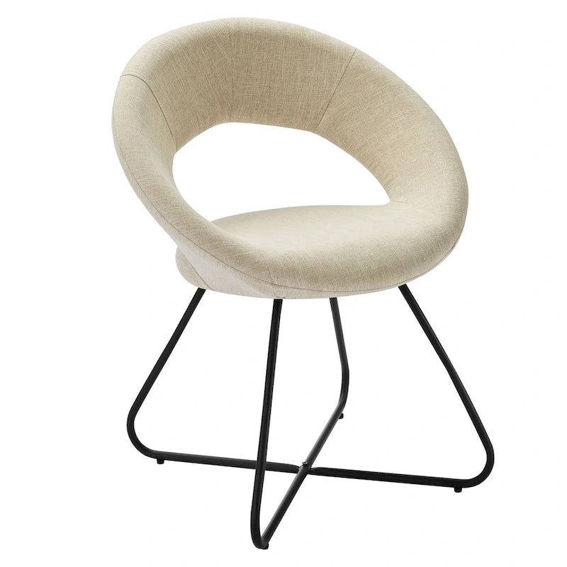 Silla de comedor tapizada, patas de horquilla, juego de 2