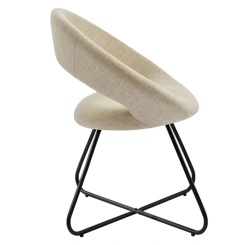 Silla de comedor tapizada, patas de horquilla, juego de 2