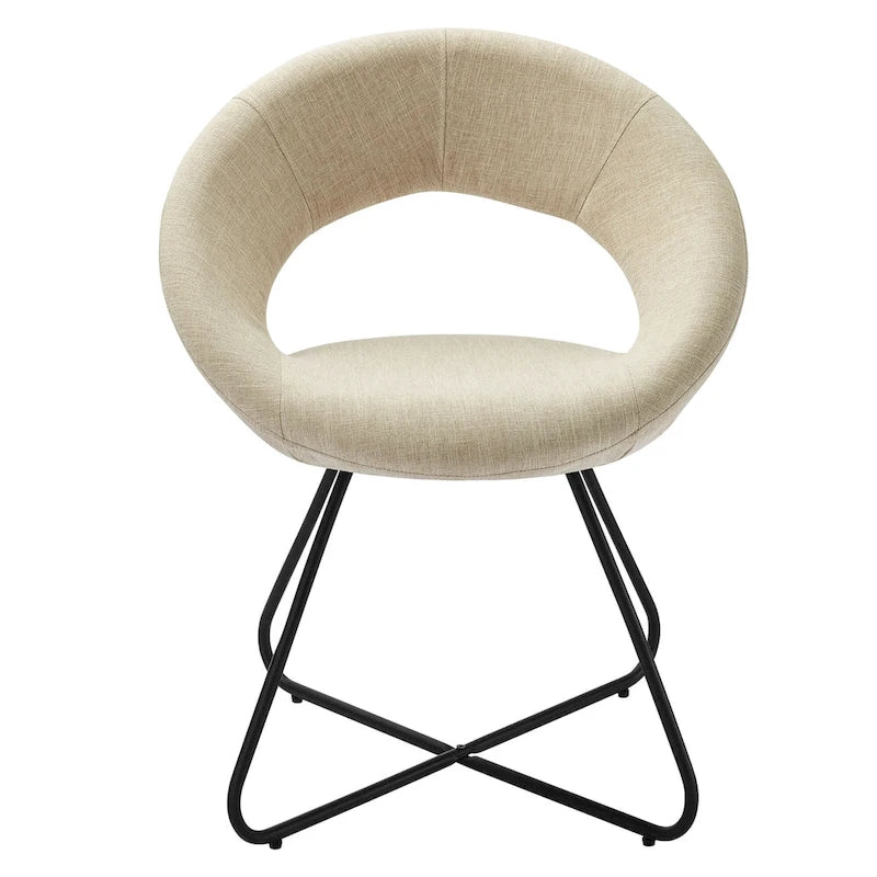 Silla de comedor tapizada, patas de horquilla, juego de 2