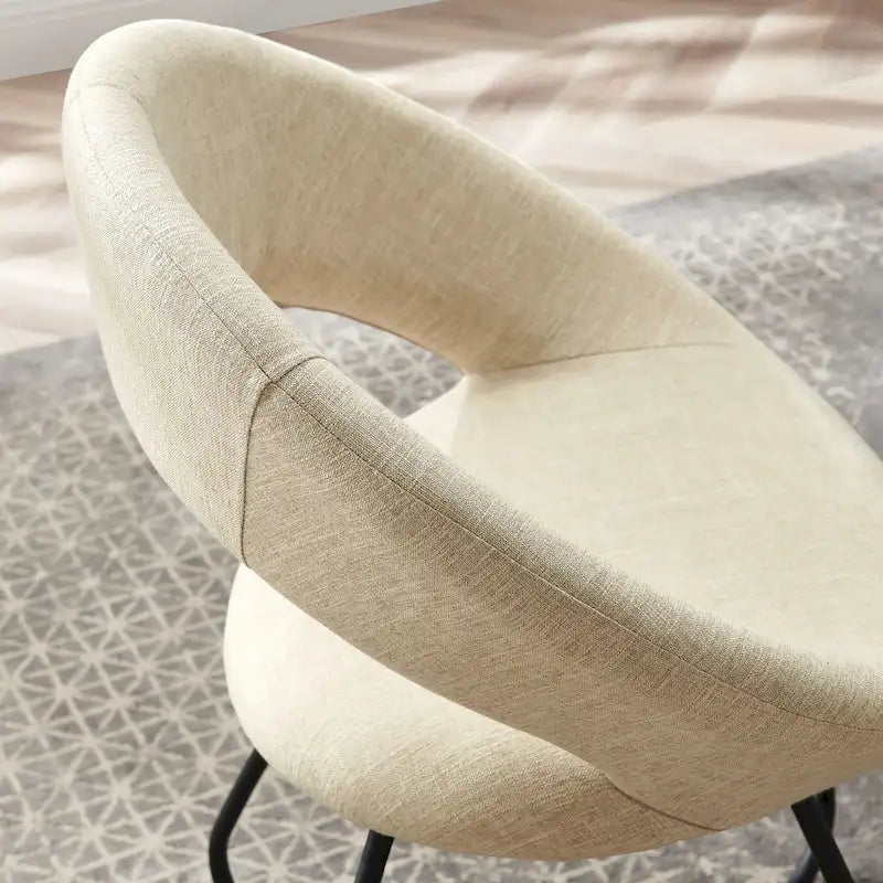 Silla de comedor tapizada, patas de horquilla, juego de 2