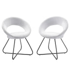 Silla de comedor tapizada, patas de horquilla, juego de 2