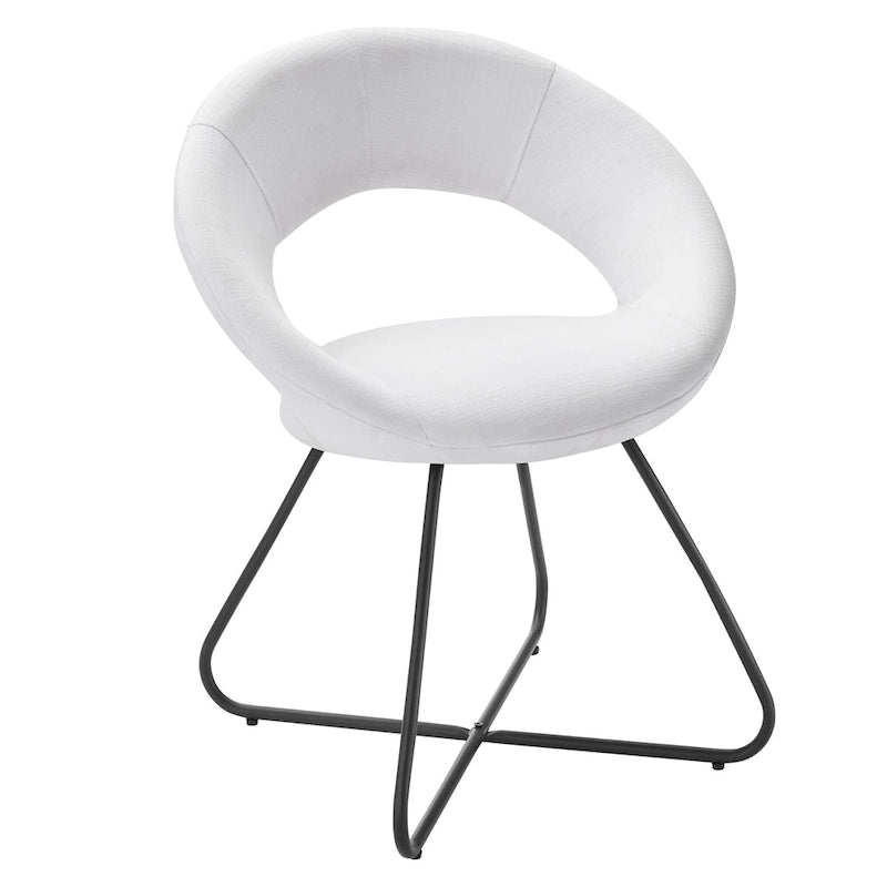 Silla de comedor tapizada, patas de horquilla, juego de 2