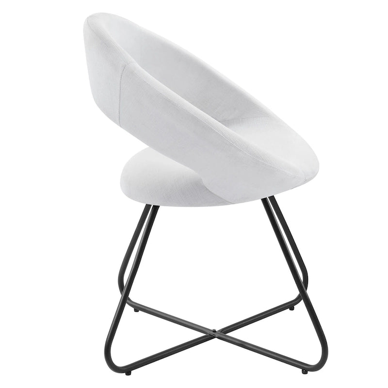 Silla de comedor tapizada, patas de horquilla, juego de 2