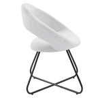 Silla de comedor tapizada, patas de horquilla, juego de 2