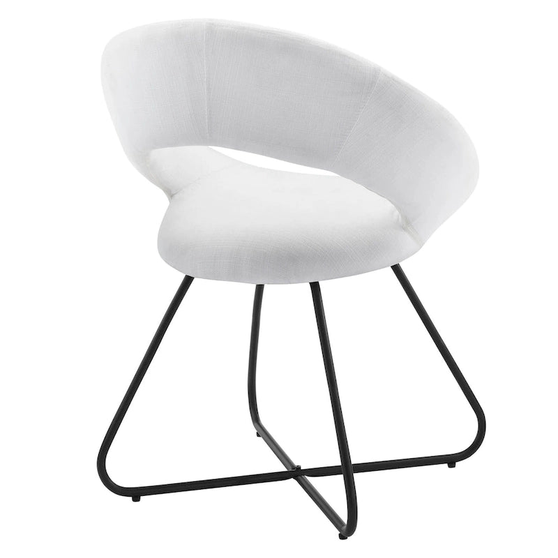 Silla de comedor tapizada, patas de horquilla, juego de 2