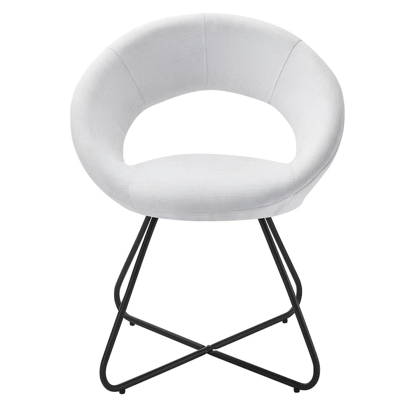 Silla de comedor tapizada, patas de horquilla, juego de 2