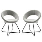 Silla de comedor tapizada, patas de horquilla, juego de 2