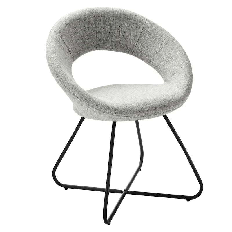 Silla de comedor tapizada, patas de horquilla, juego de 2