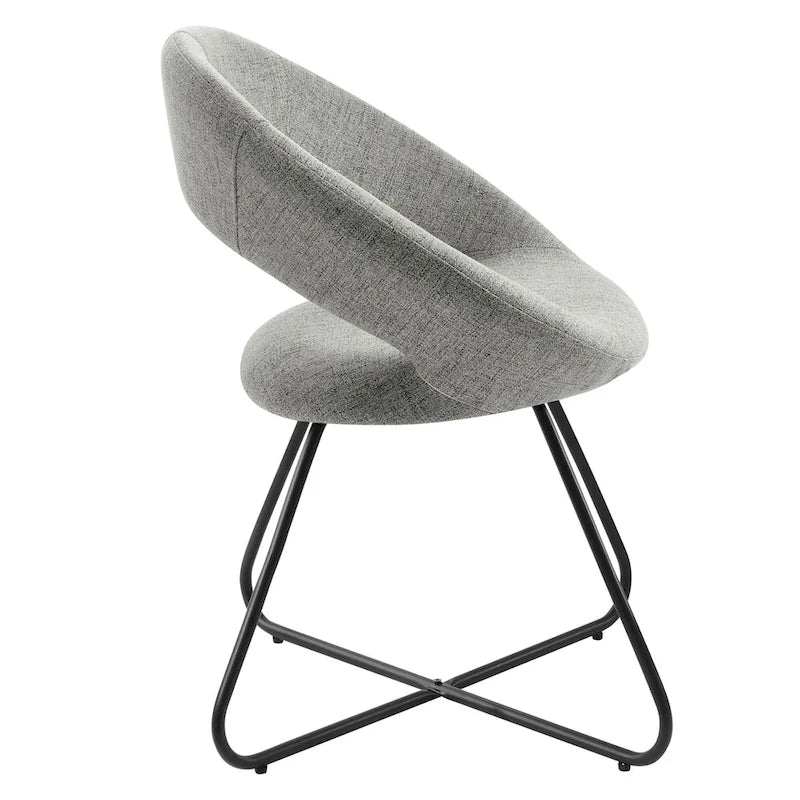 Silla de comedor tapizada, patas de horquilla, juego de 2