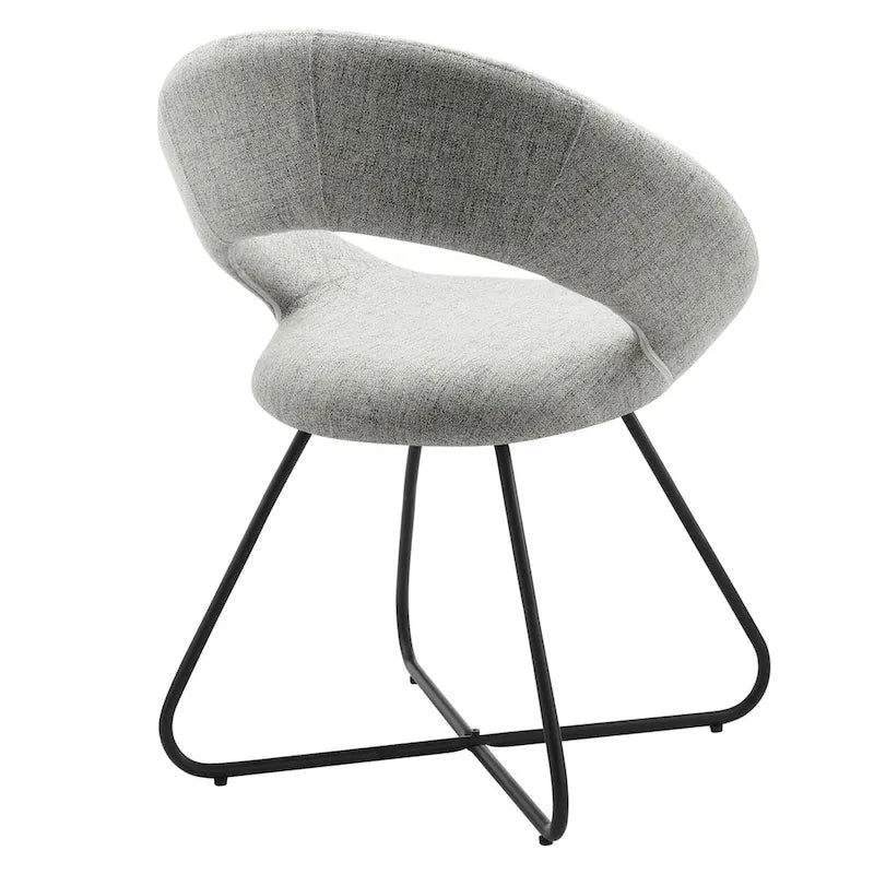 Silla de comedor tapizada, patas de horquilla, juego de 2