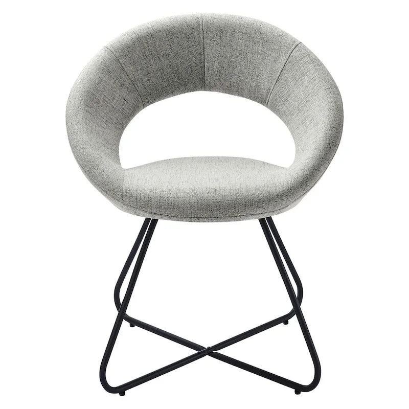 Silla de comedor tapizada, patas de horquilla, juego de 2