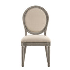 Silla de comedor con respaldo redondo de lino, beige/gris oscuro/gris, juego de 2