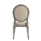 Silla de comedor con respaldo redondo de lino, beige/gris oscuro/gris, juego de 2