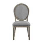 Silla de comedor con respaldo redondo de lino, beige/gris oscuro/gris, juego de 2
