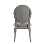 Silla de comedor con respaldo redondo de lino, beige/gris oscuro/gris, juego de 2