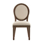 Silla de comedor con respaldo redondo de lino, beige/gris oscuro/gris, juego de 2