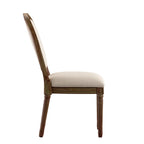 Silla de comedor con respaldo redondo de lino, beige/gris oscuro/gris, juego de 2
