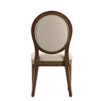 Silla de comedor con respaldo redondo de lino, beige/gris oscuro/gris, juego de 2
