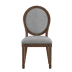 Silla de comedor con respaldo redondo de lino, beige/gris oscuro/gris, juego de 2
