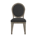 Silla de comedor con respaldo redondo de lino, beige/gris oscuro/gris, juego de 2