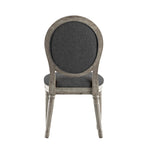 Silla de comedor con respaldo redondo de lino, beige/gris oscuro/gris, juego de 2
