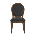 Silla de comedor con respaldo redondo de lino, beige/gris oscuro/gris, juego de 2