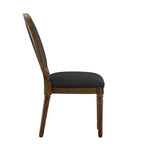 Silla de comedor con respaldo redondo de lino, beige/gris oscuro/gris, juego de 2