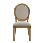Silla de comedor con respaldo redondo de lino, beige/gris oscuro/gris, juego de 2