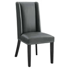 Sillas de comedor de piel vegana gris y canela, juego de 2