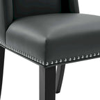 Sillas de comedor de piel vegana gris y canela, juego de 2