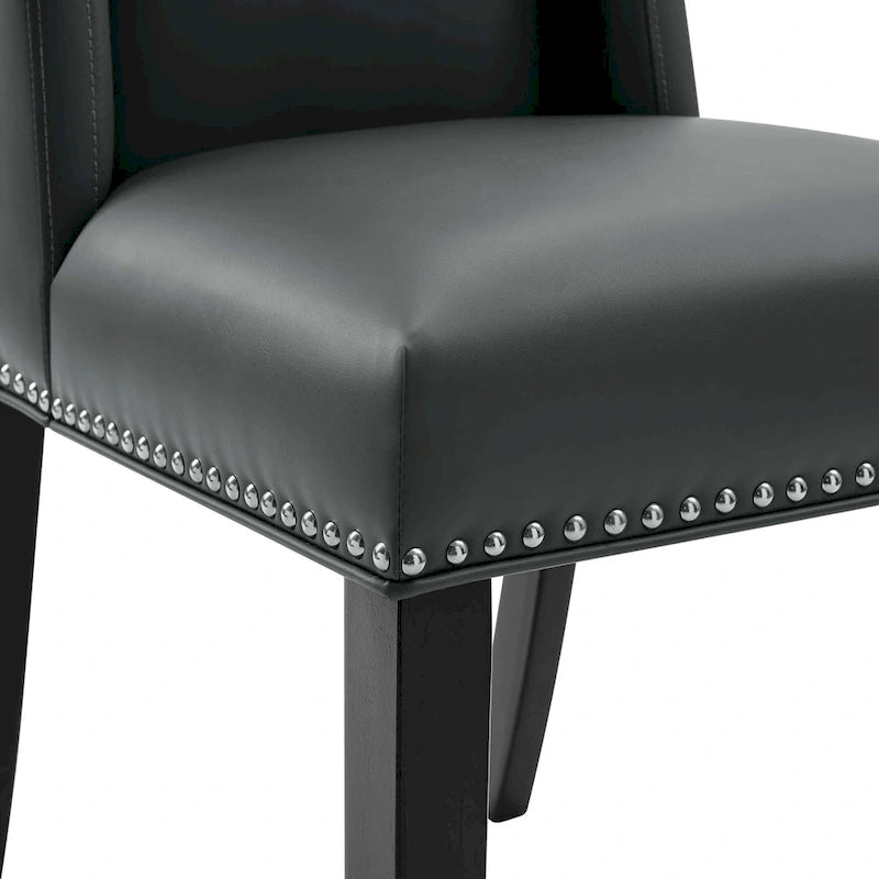 Sillas de comedor de piel vegana gris y canela, juego de 2