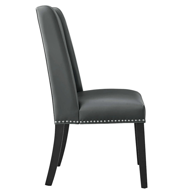 Sillas de comedor de piel vegana gris y canela, juego de 2