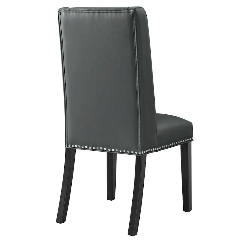 Sillas de comedor de piel vegana gris y canela, juego de 2