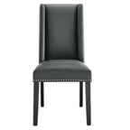 Sillas de comedor de piel vegana gris y canela, juego de 2