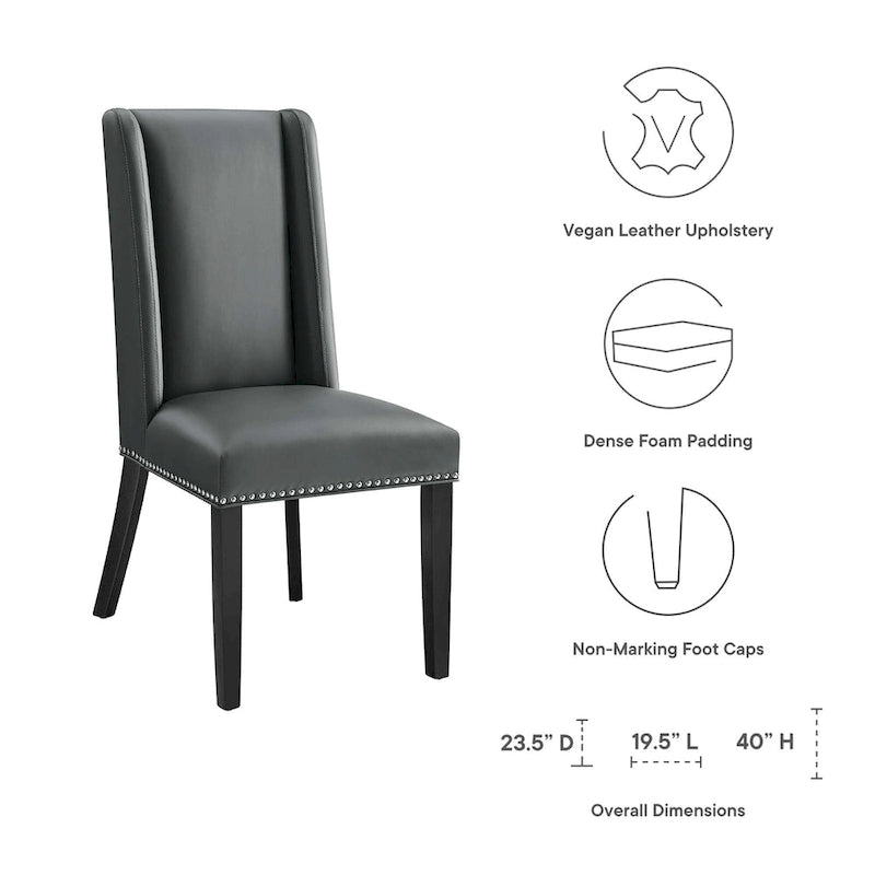 Sillas de comedor de piel vegana gris y canela, juego de 2