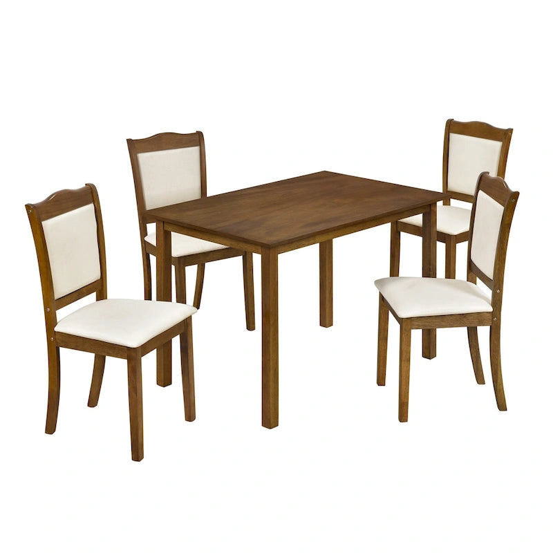 Juego de comedor de 5 piezas, café/nogal, rectangular, capacidad para 4 personas