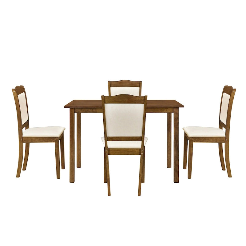 Juego de comedor de 5 piezas, café/nogal, rectangular, capacidad para 4 personas