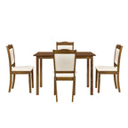 Juego de comedor de 5 piezas, café/nogal, rectangular, capacidad para 4 personas