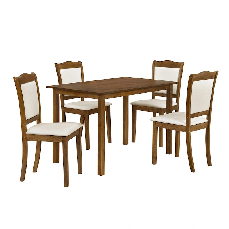 Juego de comedor de 5 piezas, café/nogal, rectangular, capacidad para 4 personas
