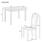 Juego de comedor de 5 piezas, café/nogal, rectangular, capacidad para 4 personas