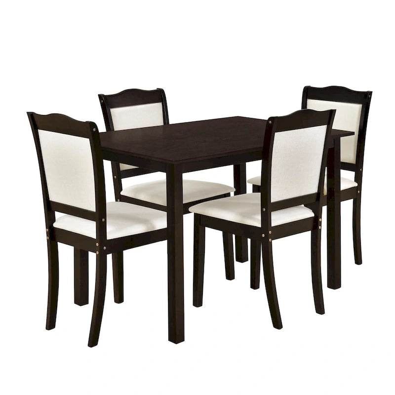Juego de comedor de 5 piezas, café/nogal, rectangular, capacidad para 4 personas