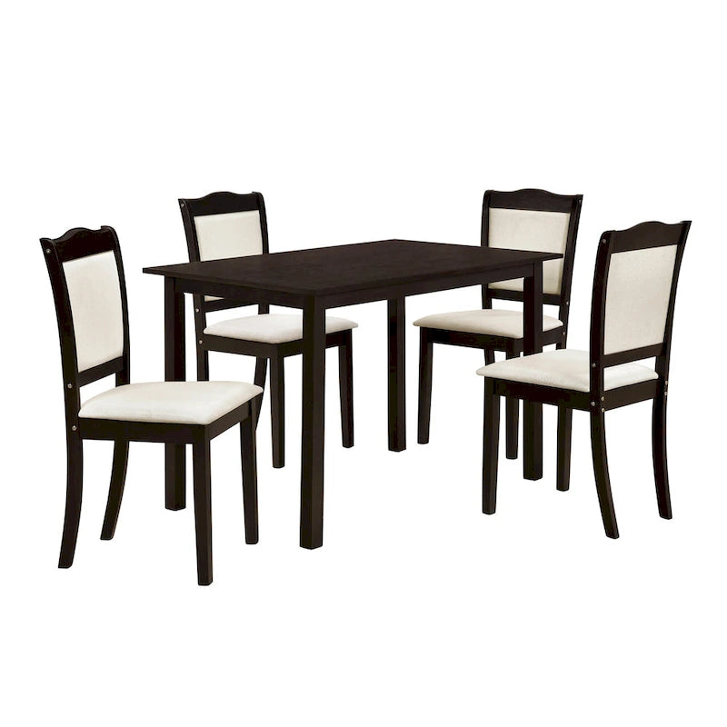 Juego de comedor de 5 piezas, café/nogal, rectangular, capacidad para 4 personas