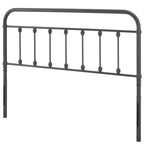 Cabecero de metal gris tamaño queen, estilo husillo redondo, se adapta a 1 cama