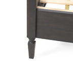 Cama de plataforma tamaño queen de madera de acacia gris oscuro y ratán con cabecero (2 piezas)