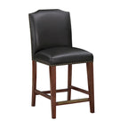 Taburete de mostrador de polipiel azul/marrón con detalles de tachuelas, asiento individual