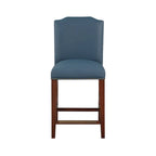 Taburete de mostrador de polipiel azul/marrón con detalles de tachuelas, asiento individual