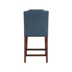 Taburete de mostrador de polipiel azul/marrón con detalles de tachuelas, asiento individual